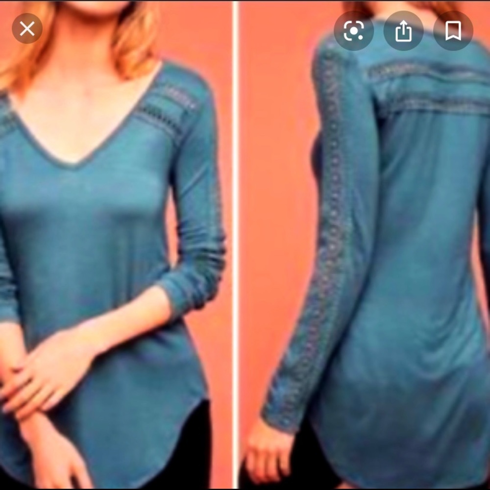 Anthropologie Deletta crochet top green medium